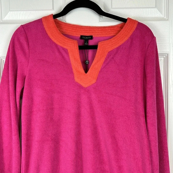 NWT Talbots pink and orange terry cloth long sleeve top sz sm - Picture 4 of 6